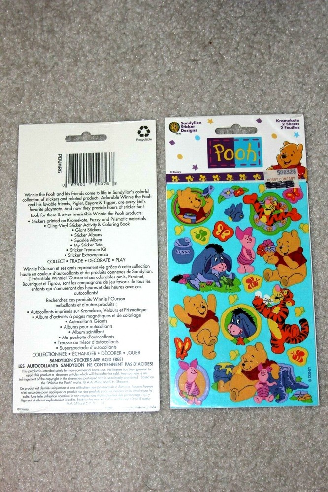 RARE Vintage Winnie the Pooh Stickers ~ 2 Sheets ~ Sealed Package