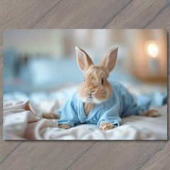 STICKER Bunny Rabbit Bed Pajamas Cute Beautiful Brown White Floppy Ears Funny