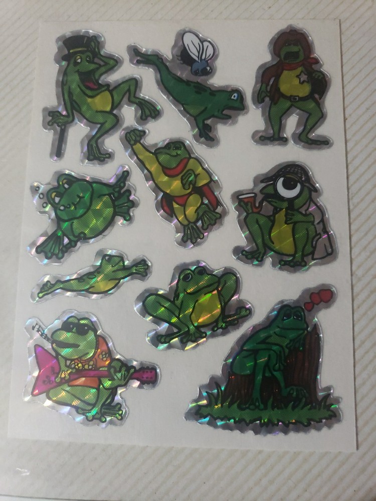 RARE…. Vintage Prism Vending Frogs Sticker Sheet 4×3 Inches