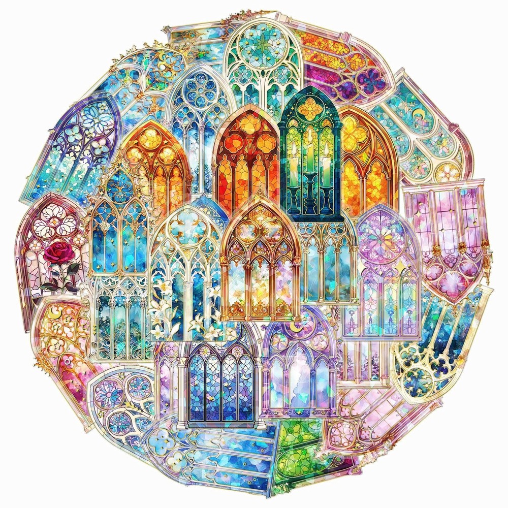 30-Piece Holographic Clear Stained Glass Window Stained-glass