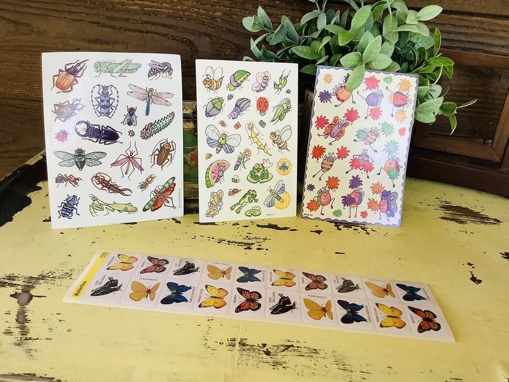 Lot of 4 Insect Themed Sticker Sheets AGC Hallmark Trend Loose Complete