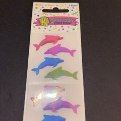 SandyLion Mother Of Pearl Dolphins Sealed Vintage Stickers RARE