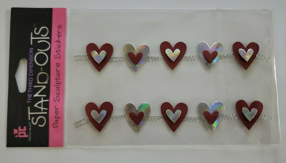 Provo Craft Stand-outs Paper Sculpture Stickers-HEART BORDER, NIP