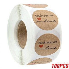 Round Kraft Handmade with Love Stickers Baking Gift Packaging Label