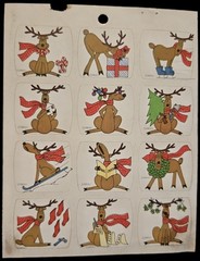 Vintage Sticker Lot Christmas Tags 6 Sheets AGC,Gibson Hallmark, Footrot Flat