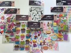 EK Success Sticko Birthday Scrapbook Stickers Lot Balloons Baking Gifts Numbers