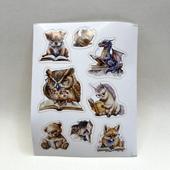 Book Reading Animal Stickers 3 Sheets Scrapbooking Junk Journal Collage Cards