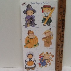 12″ SCRAPBOOK Stickers GIRLS Fall Theme Halloween Thanksgiving Autumn