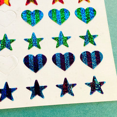 Vtg Stickopotamus Stickers Reward Glitter Foil Stars Heart Binder Journal School