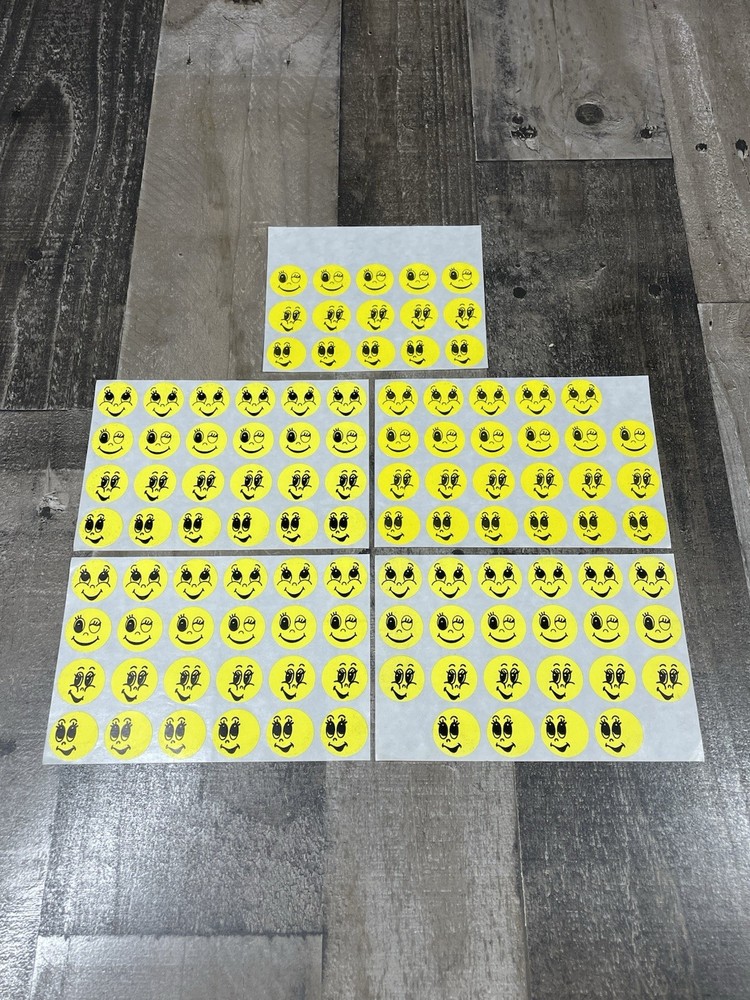 Vintage round 1″ yellow smiley face stickers original emojis sticker sheets