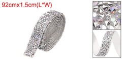 3/5 Inch x 1 Yard Crystal Rhinestone Sticker Ribbon Silver AB