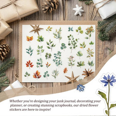 450 Pcs Flower Stickers for Scrapbook Supplies, Dried Pressed Flowers Scrapbook,