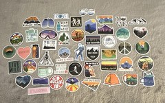 Set of 49 Vacation & Travel Stickers Lot for Outdoor Adventure Hiking Camping