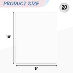 8×10 Uncut White Mat Boards Acid Free Matte Backing Boards Arts 20 Pack