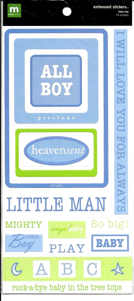 Baby Boy Play Little Man Precious Love Angel Making Memories Embossed Stickers