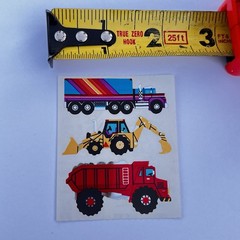Vintage 1986 Sandylion Stickers Foil shiny Large Trucks Construction