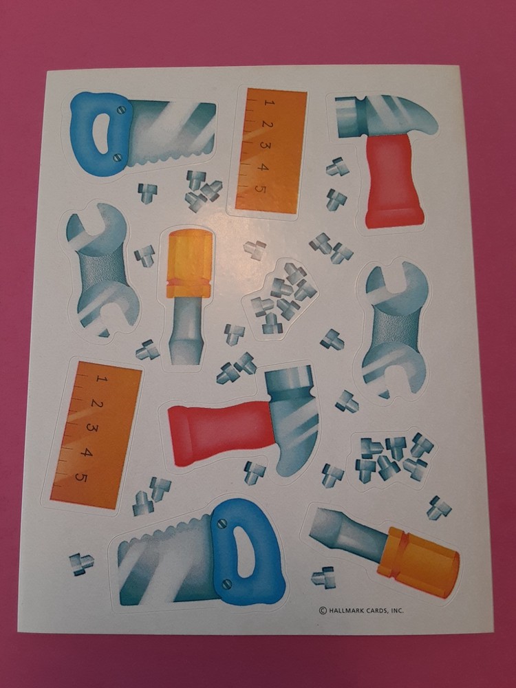 vintage Hallmark tools sticker sheet *damaged*