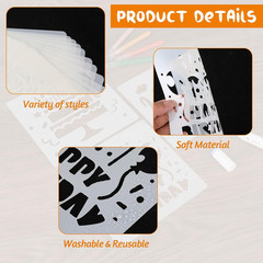 16 Pieces Happy Birthday Stencil for Cakes, 5.9X5.9 Inch Happy Bithday Drawing T