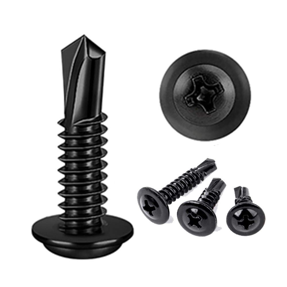 100PCS #8×1 Black Crosshead 410 Stainless Steel Self-Drilling Screws Modified…