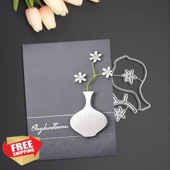 MCPOOX Flowers White Vase Cutting Die 2.4×2.2in Scrapbook