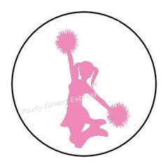 CHEERLEADER ENVELOPE SEALS LABELS STICKERS FAVORS -available in different colors