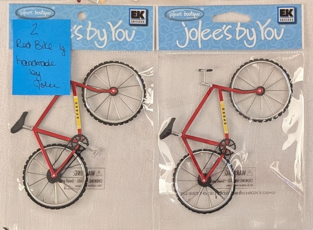 Lot 2 Jolee’s by You Red Mountain Bike Scrapbook Stickers Dimensional Bicycle