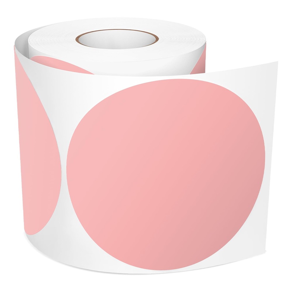 4 Inch Pink Circle Stickers Roll 300 PCS Vinyl Floor Dots Self-Adhesive Round…