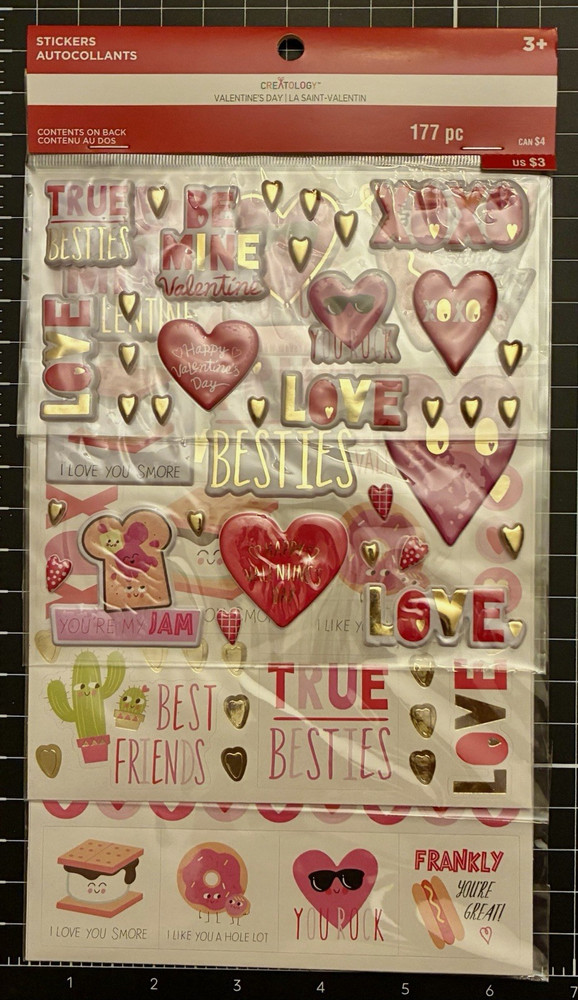 Recollections Creatology VALENTINE’S DAY Sticker Pack – Puffy, Flat 177 pieces