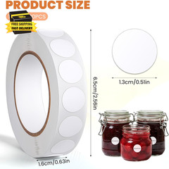 1000 PCS White round Stickers, 0.5 Inch Small Circle Dot Stickers Blank Sticky D