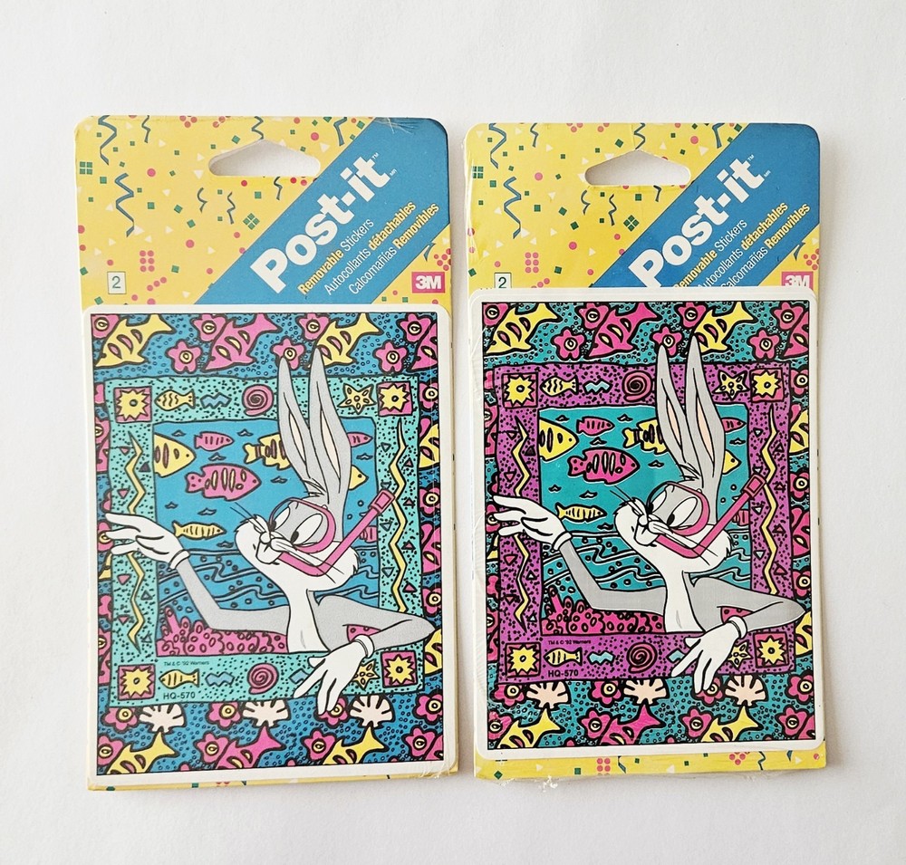 Vtg 3M Stickers NIP Bugs Bunny LOT HTF 1993 Looney Tunes Post- It Removable