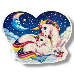 Retro Unicorns Prism Sticker 80s Holographic Kawaii 90s Glitter Decal