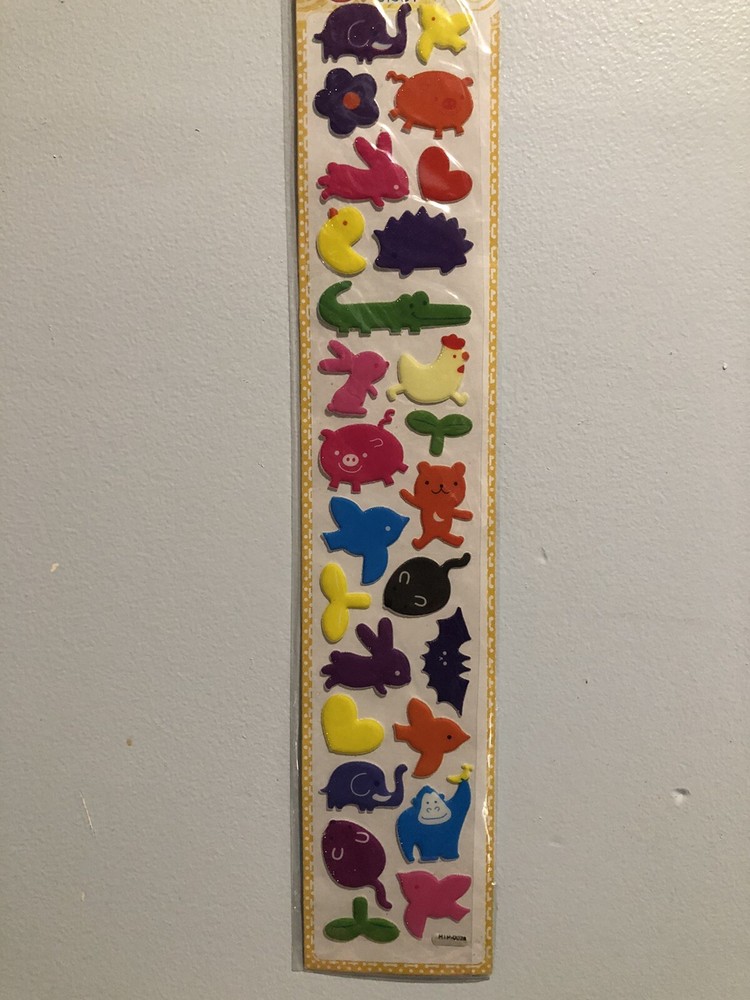 Kawaii Colourful Animals Glitter Puffy Large Sticker Sheet Scrapbooking