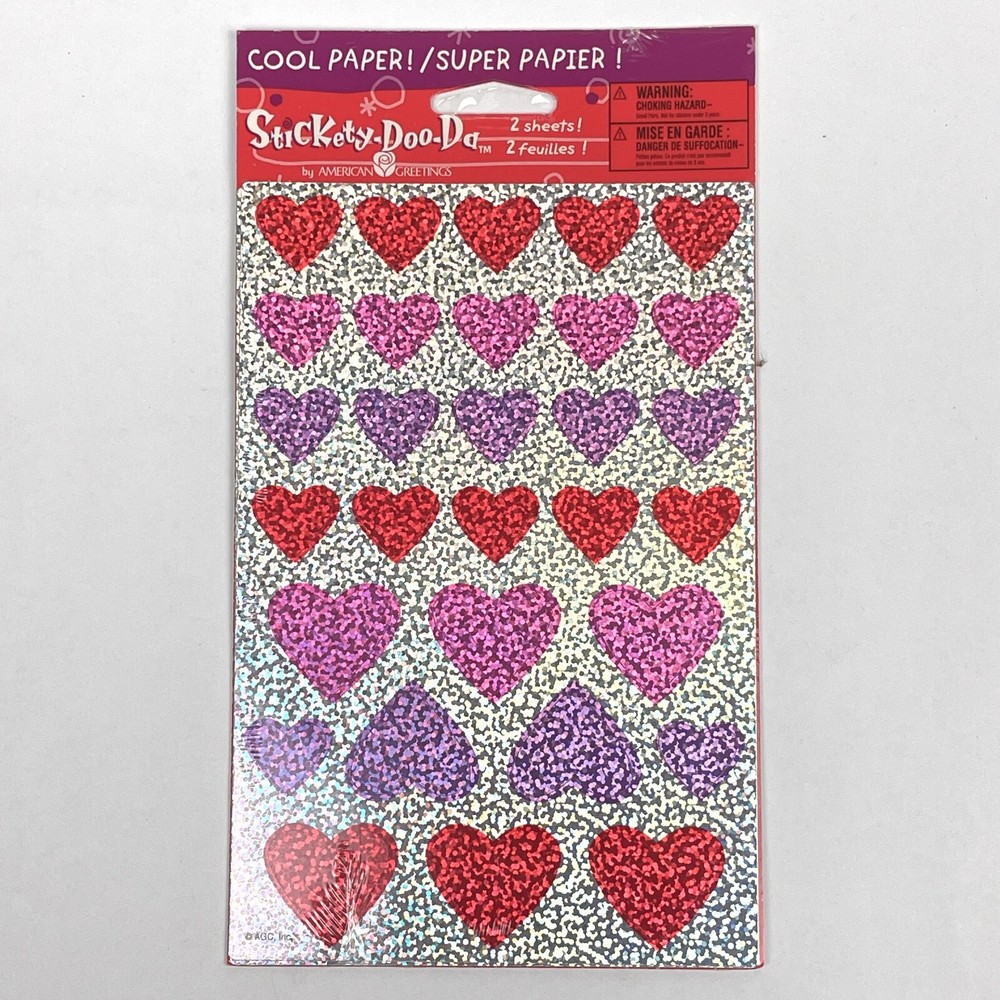 NEW Stickety Doo Da HOLOGRAM HEARTS American Greetings Stickers 2 Sheets