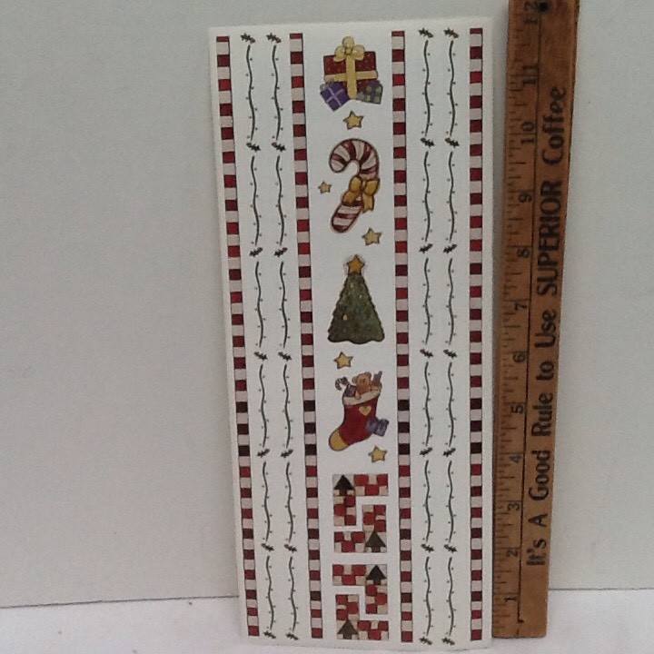 Christmas Candy Cane Holly 12″ Borders Tree SCRAPBOOK Stickers by Joy Marie