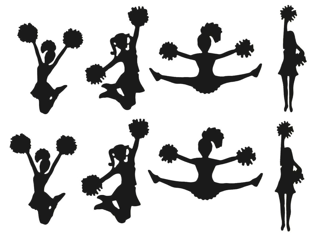 8 CHEERLEADERS CHEERING «GOOOO TEAM!» SILHOUETTE DIE CUT/ CUTS