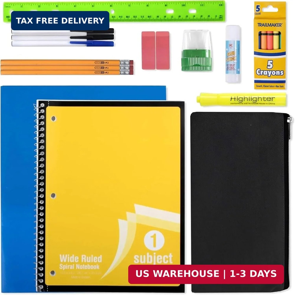 20 Piece School Supplies Pack for K-12 Back to School Supplies Bundle for School