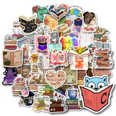 50pcs Book Lover Vinyl Stickers, Love Books, Book Worm, Reading, 025
