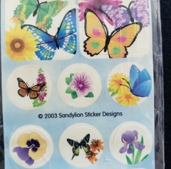 Sandylion Butterfly Micro Sticker Stationery Set, 2003, 1 Sheet