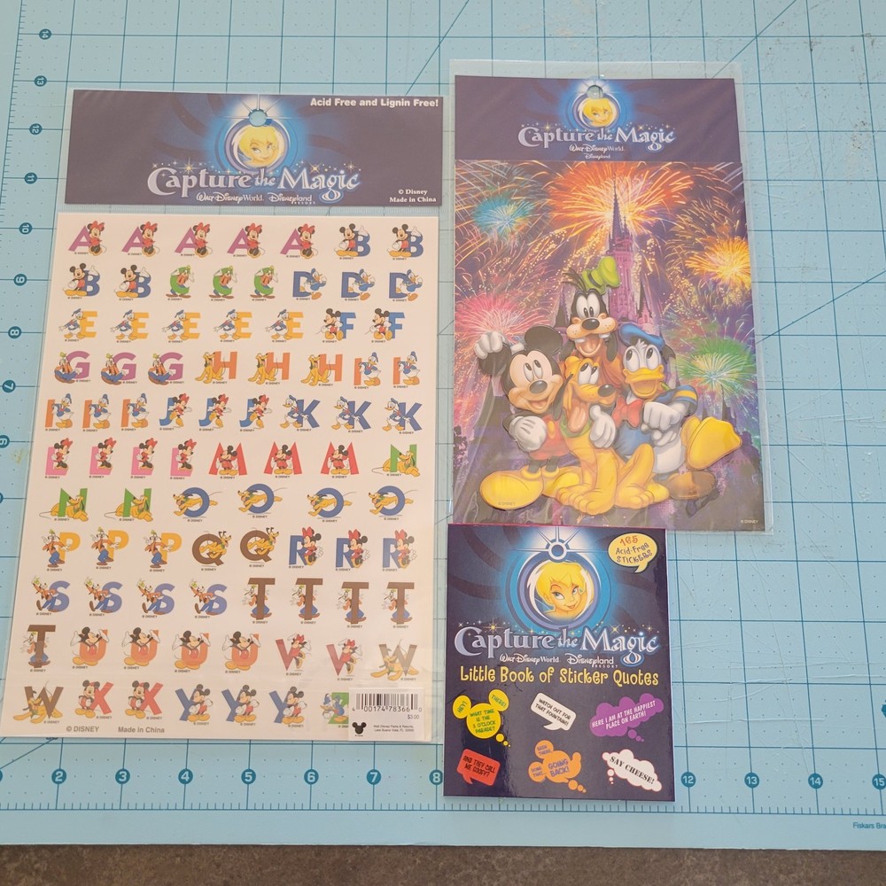 Disney Capture The Magic Stickers Alphabet Quotes Mickey Goofy Pluto Donald Lot