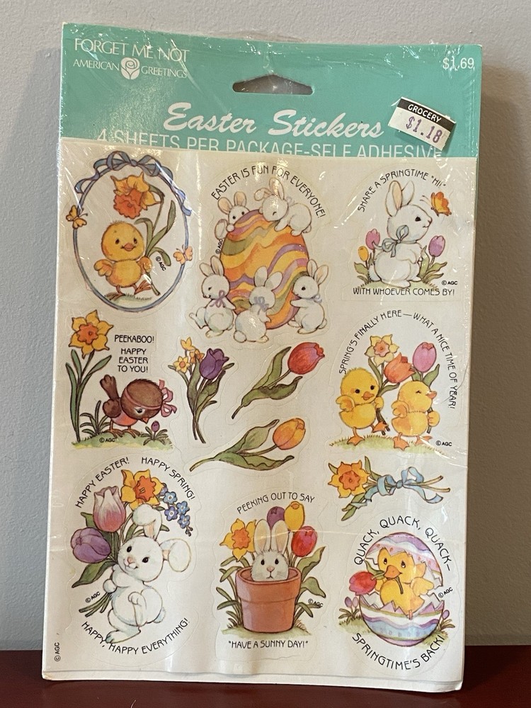 Forget Me Not Easter Stickers Pack of 4 Sheets = 44 Stickers American Greetings