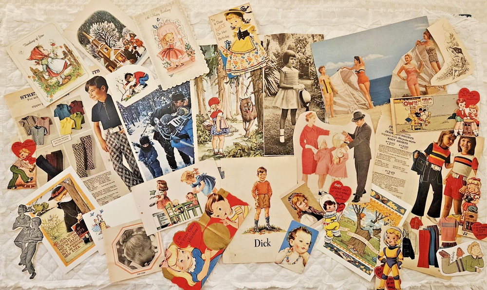 LOT 100 pc Vtg FAMILY CHILDREN Ephemera Pack Junk Journal Scrapbook Print Ads