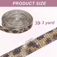 Rhinestone Ribbon 0.5″ x 3 Yard Self-Adhesive Rhinestone Strips (Leopard)