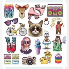 Violette Stickers – 1980s Nostalgia – 1 80s Retro Vintage Sticker Sheet – Crafts