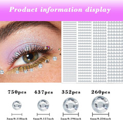 1799Pcs Self Adhesive Face Gems Stickers, Hair Gems Rhinestones Stickers, Bling