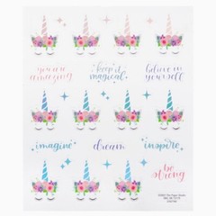 2 Sheets Unicorn Inspirational Stickers Papercraft Journal DIY Craft Scrapbook