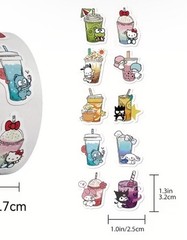 40 PCs ~1×1.2” Sanrio Hello Kitty Stickers with Drinks Cinnamoroll Kuromi Melody