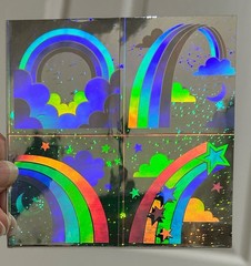Lot Of 8 RARE VTG 80’s Rainbow Holographic Hologram 2” Stickers