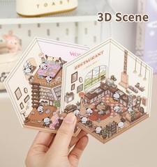 DIY 3D House Stickers, 4 Sets Fun DIY Sticker Scene Make Your Own Mini House Cut