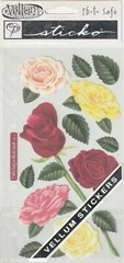 Vintage Sticko Classic stickers VELLUM ROSES Garden theme 55587 FAST FREE ship!