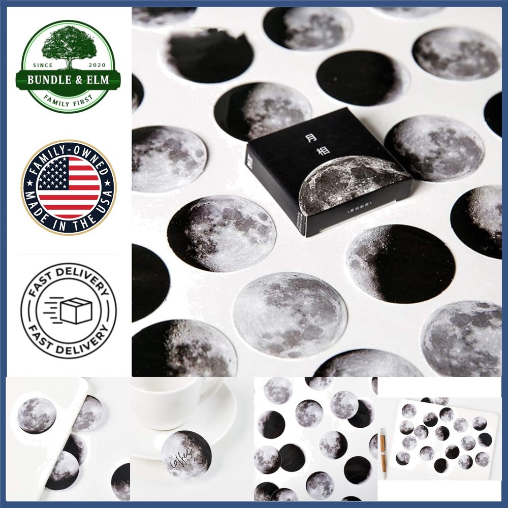 Decorative Moon Phase Stickers, 45PCS for Scrapbook and Notebook Embellishments
